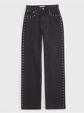 Abercrombie & Fitch Black Straight-Leg Jeans with Silver Studs
